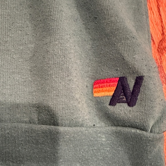 Aviator Nation Ombré Teal Sweater with Rainbow Patch Women XS - Picture 3 of 4